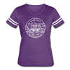 Nebraska Women’s Vintage Sport T-Shirt - State Design Women’s Nebraska Shirt - vintage purple/white