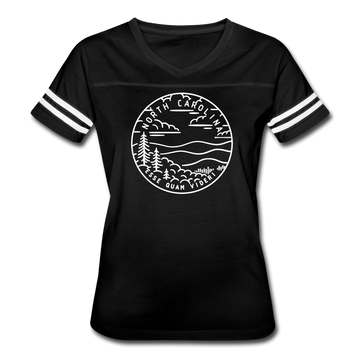 North Carolina Women’s Vintage Sport T-Shirt - State Design Women’s North Carolina Shirt - black/white
