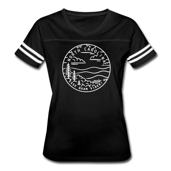 North Carolina Women’s Vintage Sport T-Shirt - State Design Women’s North Carolina Shirt - black/white