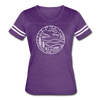 North Carolina Women’s Vintage Sport T-Shirt - State Design Women’s North Carolina Shirt - vintage purple/white