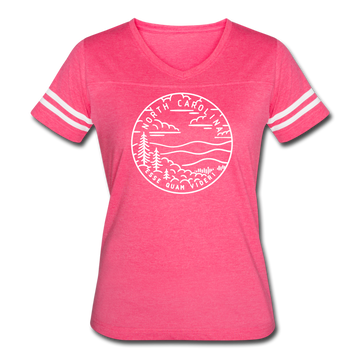 North Carolina Women’s Vintage Sport T-Shirt - State Design Women’s North Carolina Shirt - vintage pink/white