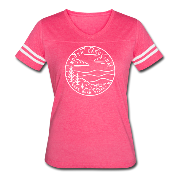 North Carolina Women’s Vintage Sport T-Shirt - State Design Women’s North Carolina Shirt - vintage pink/white