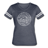 North Dakota Women’s Vintage Sport T-Shirt - State Design Women’s North Dakota Shirt - vintage navy/white