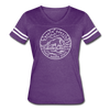 North Dakota Women’s Vintage Sport T-Shirt - State Design Women’s North Dakota Shirt - vintage purple/white