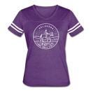 Oklahoma Women’s Vintage Sport T-Shirt - State Design Women’s Oklahoma Shirt - vintage purple/white