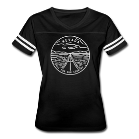 Nevada Women’s Vintage Sport T-Shirt - State Design Women’s Nevada Shirt - black/white