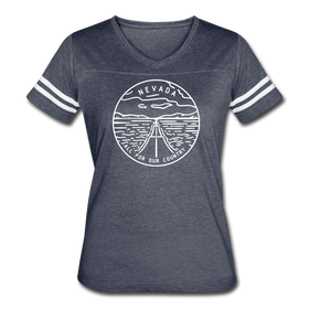 Nevada Women’s Vintage Sport T-Shirt - State Design Women’s Nevada Shirt - vintage navy/white
