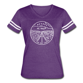 Nevada Women’s Vintage Sport T-Shirt - State Design Women’s Nevada Shirt - vintage purple/white