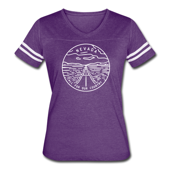 Nevada Women’s Vintage Sport T-Shirt - State Design Women’s Nevada Shirt - vintage purple/white