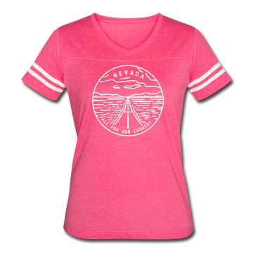 Nevada Women’s Vintage Sport T-Shirt - State Design Women’s Nevada Shirt - vintage pink/white