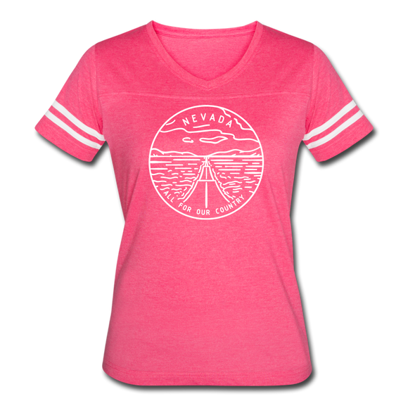 Nevada Women’s Vintage Sport T-Shirt - State Design Women’s Nevada Shirt - vintage pink/white