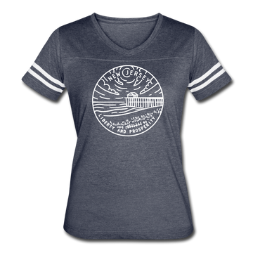 New Jersey Women’s Vintage Sport T-Shirt - State Design Women’s New Jersey Shirt - vintage navy/white
