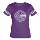 New Jersey Women’s Vintage Sport T-Shirt - State Design Women’s New Jersey Shirt - vintage purple/white