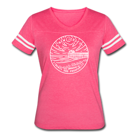 New Jersey Women’s Vintage Sport T-Shirt - State Design Women’s New Jersey Shirt - vintage pink/white