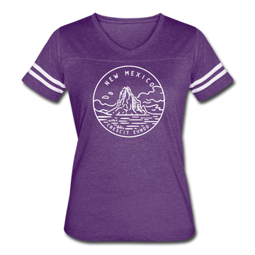 New Mexico Women’s Vintage Sport T-Shirt - State Design Women’s New Mexico Shirt - vintage purple/white