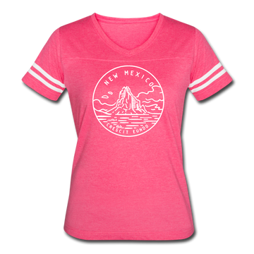 New Mexico Women’s Vintage Sport T-Shirt - State Design Women’s New Mexico Shirt - vintage pink/white