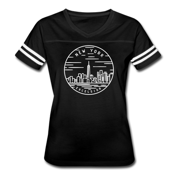 New York Women’s Vintage Sport T-Shirt - State Design Women’s New York Shirt - black/white