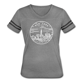 New York Women’s Vintage Sport T-Shirt - State Design Women’s New York Shirt - heather gray/charcoal