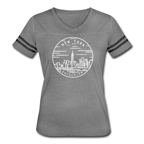 New York Women’s Vintage Sport T-Shirt - State Design Women’s New York Shirt - heather gray/charcoal