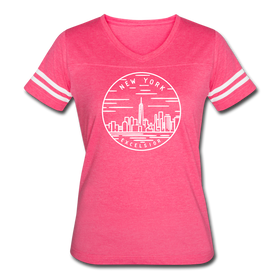 New York Women’s Vintage Sport T-Shirt - State Design Women’s New York Shirt - vintage pink/white