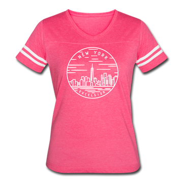 New York Women’s Vintage Sport T-Shirt - State Design Women’s New York Shirt - vintage pink/white