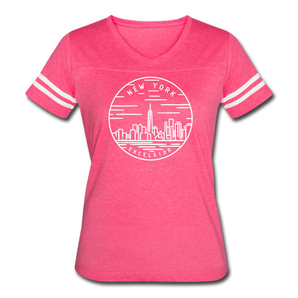 New York Women’s Vintage Sport T-Shirt - State Design Women’s New York Shirt - vintage pink/white