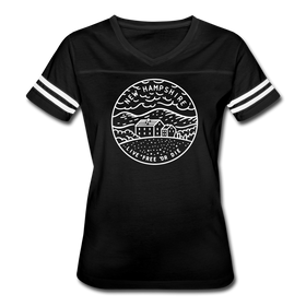New Hampshire Women’s Vintage Sport T-Shirt - State Design Women’s New Hampshire Shirt - black/white