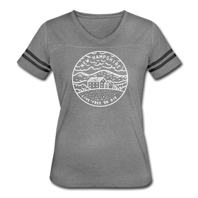 New Hampshire Women’s Vintage Sport T-Shirt - State Design Women’s New Hampshire Shirt - heather gray/charcoal