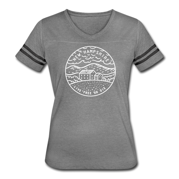 New Hampshire Women’s Vintage Sport T-Shirt - State Design Women’s New Hampshire Shirt - heather gray/charcoal
