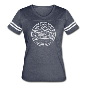 New Hampshire Women’s Vintage Sport T-Shirt - State Design Women’s New Hampshire Shirt - vintage navy/white