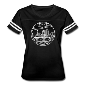Ohio Women’s Vintage Sport T-Shirt - State Design Women’s Ohio Shirt - black/white