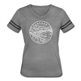Oregon Women’s Vintage Sport T-Shirt - State Design Women’s Oregon Shirt - heather gray/charcoal