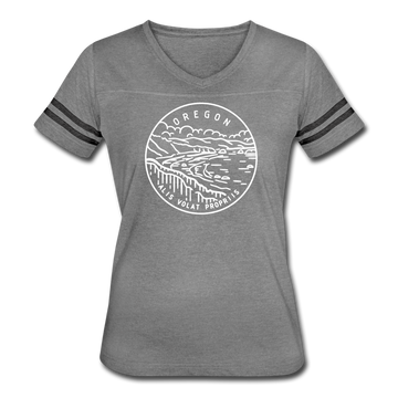 Oregon Women’s Vintage Sport T-Shirt - State Design Women’s Oregon Shirt - heather gray/charcoal