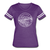 Oregon Women’s Vintage Sport T-Shirt - State Design Women’s Oregon Shirt - vintage purple/white
