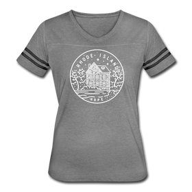 Rhode Island Women’s Vintage Sport T-Shirt - State Design Women’s Rhode Island Shirt - heather gray/charcoal