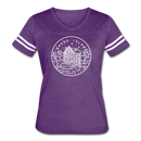 Rhode Island Women’s Vintage Sport T-Shirt - State Design Women’s Rhode Island Shirt - vintage purple/white