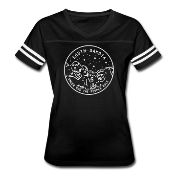 South Dakota Women’s Vintage Sport T-Shirt - State Design Women’s South Dakota Shirt - black/white