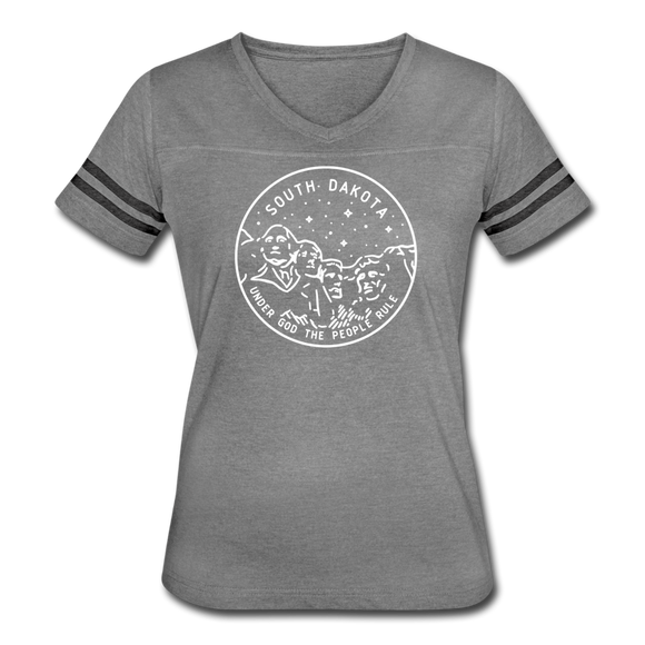South Dakota Women’s Vintage Sport T-Shirt - State Design Women’s South Dakota Shirt - heather gray/charcoal