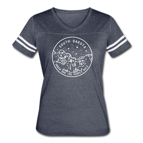 South Dakota Women’s Vintage Sport T-Shirt - State Design Women’s South Dakota Shirt - vintage navy/white
