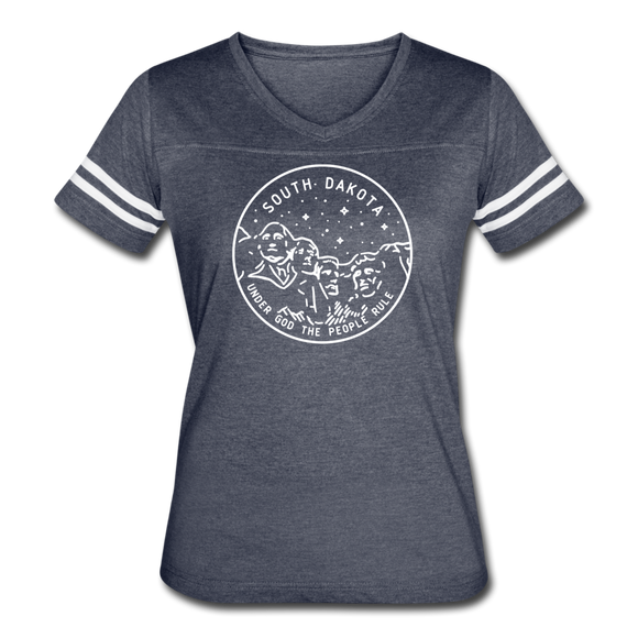 South Dakota Women’s Vintage Sport T-Shirt - State Design Women’s South Dakota Shirt - vintage navy/white