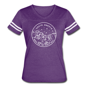 South Dakota Women’s Vintage Sport T-Shirt - State Design Women’s South Dakota Shirt - vintage purple/white