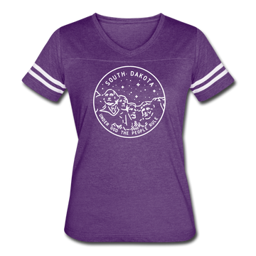 South Dakota Women’s Vintage Sport T-Shirt - State Design Women’s South Dakota Shirt - vintage purple/white