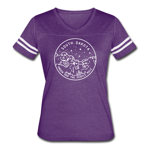 South Dakota Women’s Vintage Sport T-Shirt - State Design Women’s South Dakota Shirt - vintage purple/white