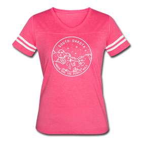 South Dakota Women’s Vintage Sport T-Shirt - State Design Women’s South Dakota Shirt - vintage pink/white