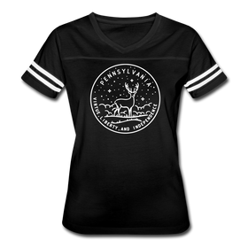 Pennsylvania Women’s Vintage Sport T-Shirt - State Design Women’s Pennsylvania Shirt - black/white