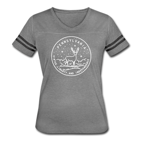 Pennsylvania Women’s Vintage Sport T-Shirt - State Design Women’s Pennsylvania Shirt - heather gray/charcoal