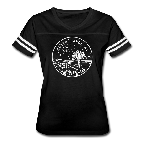 South Carolina Women’s Vintage Sport T-Shirt - State Design Women’s South Carolina Shirt - black/white
