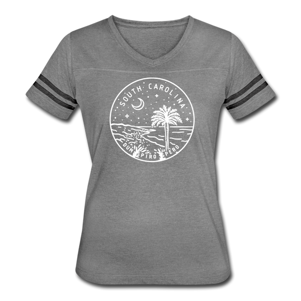 South Carolina Women’s Vintage Sport T-Shirt - State Design Women’s South Carolina Shirt - heather gray/charcoal