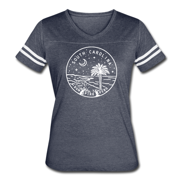 South Carolina Women’s Vintage Sport T-Shirt - State Design Women’s South Carolina Shirt - vintage navy/white