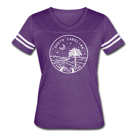 South Carolina Women’s Vintage Sport T-Shirt - State Design Women’s South Carolina Shirt - vintage purple/white